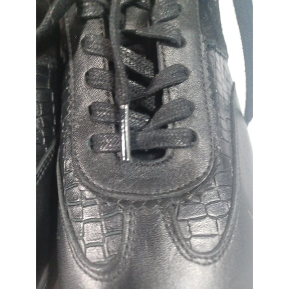Stefano Ricci Men\'s Size 40 Black Leather Croc Eagle Suede Loafer Sneaker Shoes